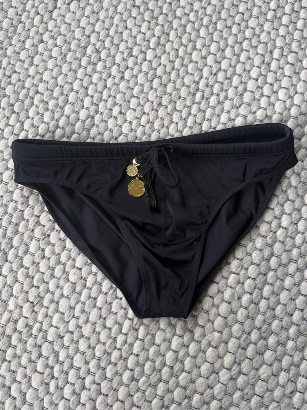 Men's Black Swim briefs with Gold Accent